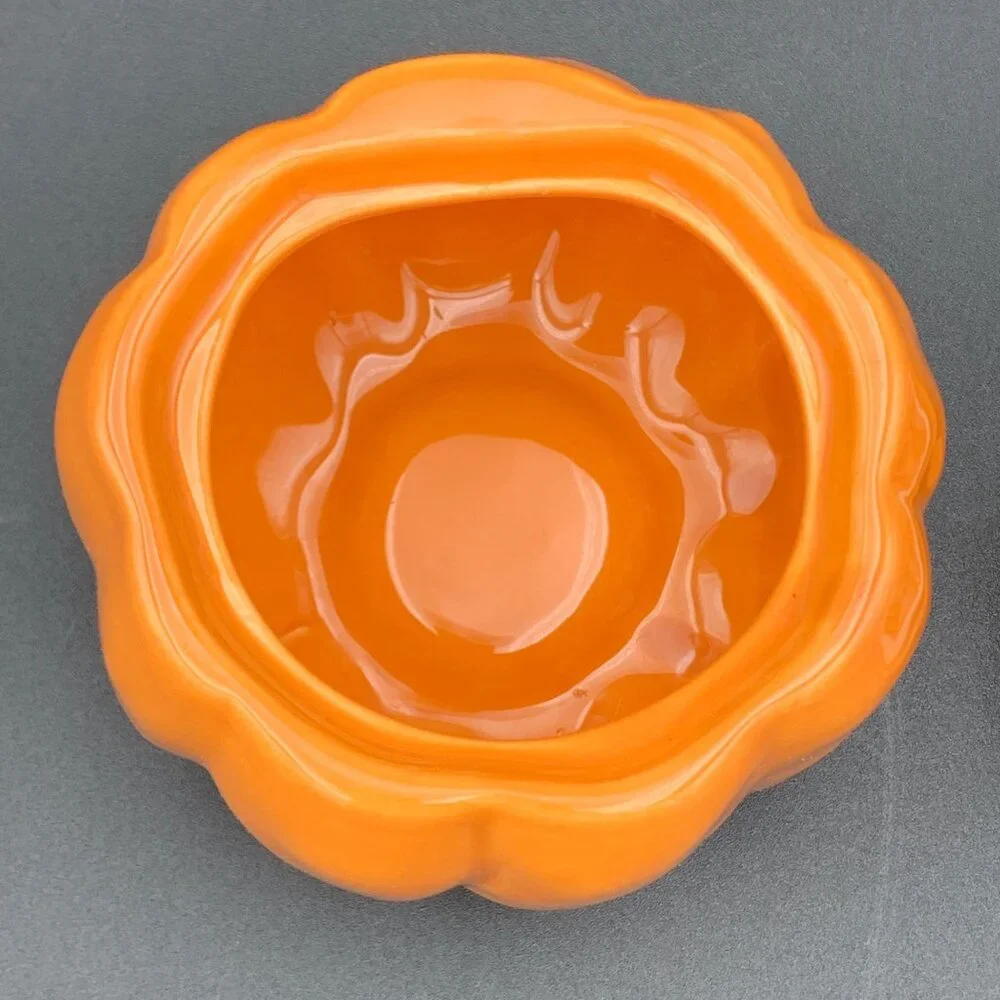 Williams-Sonoma Covered Pumpkin Crock Soup Bowl Orange Ceramic Handmade Portugal
